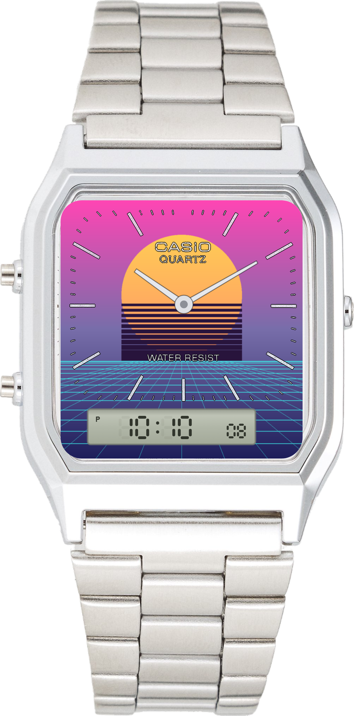 Neon Tokyo Sunset dial AQ-230